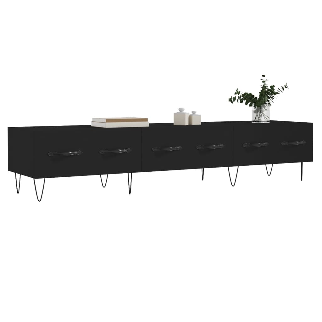Fekete szerelt fa TV-szekrény 150 x 36 x 50 cm 3