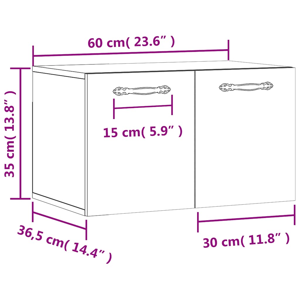 Betonszürke szerelt fa faliszekrény 60 x 36,5 x 35 cm 12