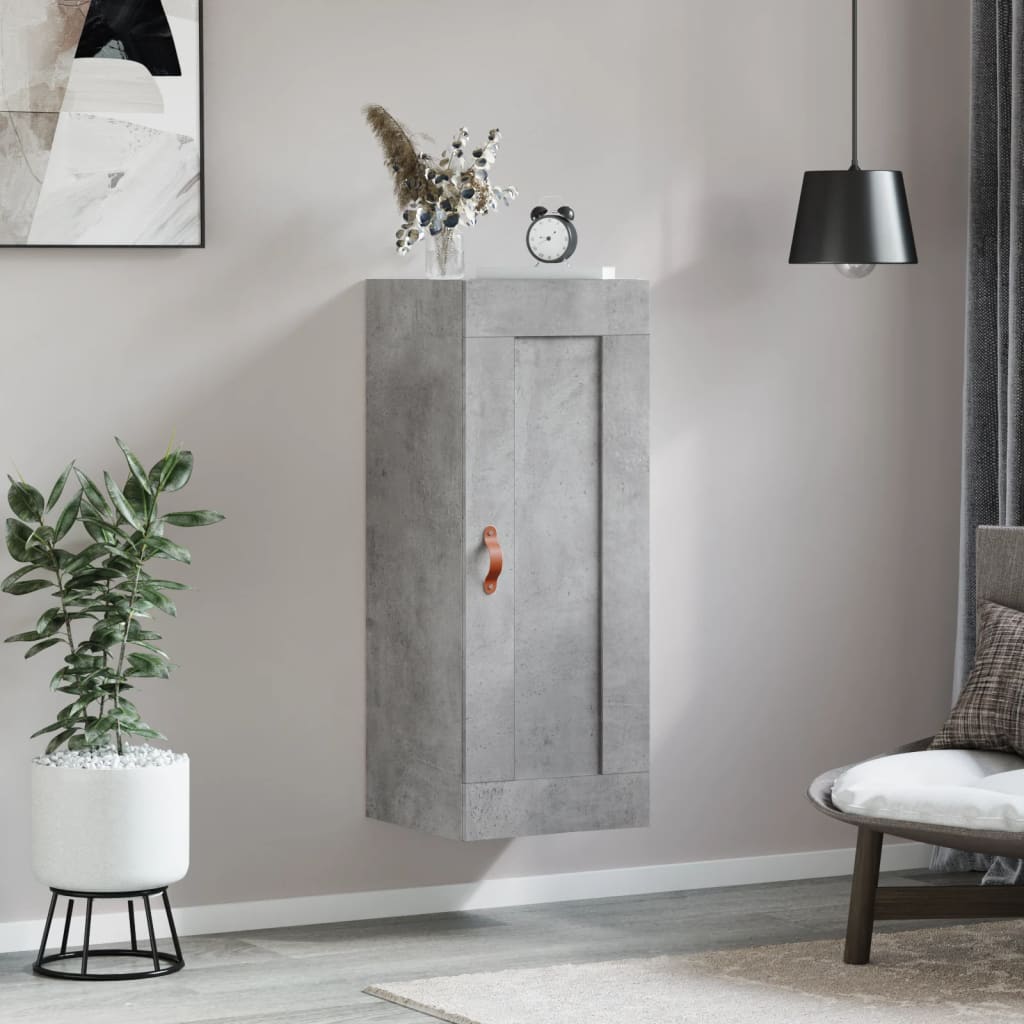 Betonszürke szerelt fa fali szekrény 34,5x34x90 cm 3