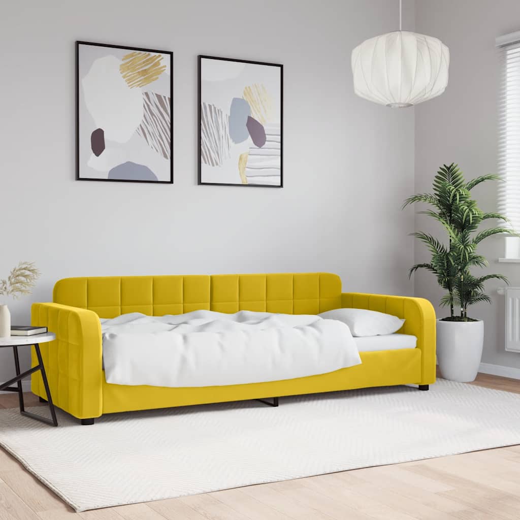 Sárga bársony kanapéágy 80 x 200 cm