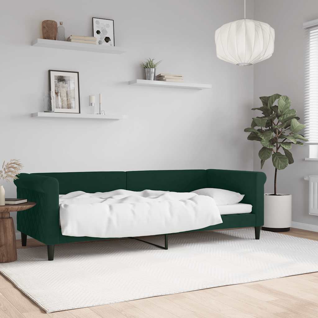 Sötétzöld bársony kanapéágy 80 x 200 cm