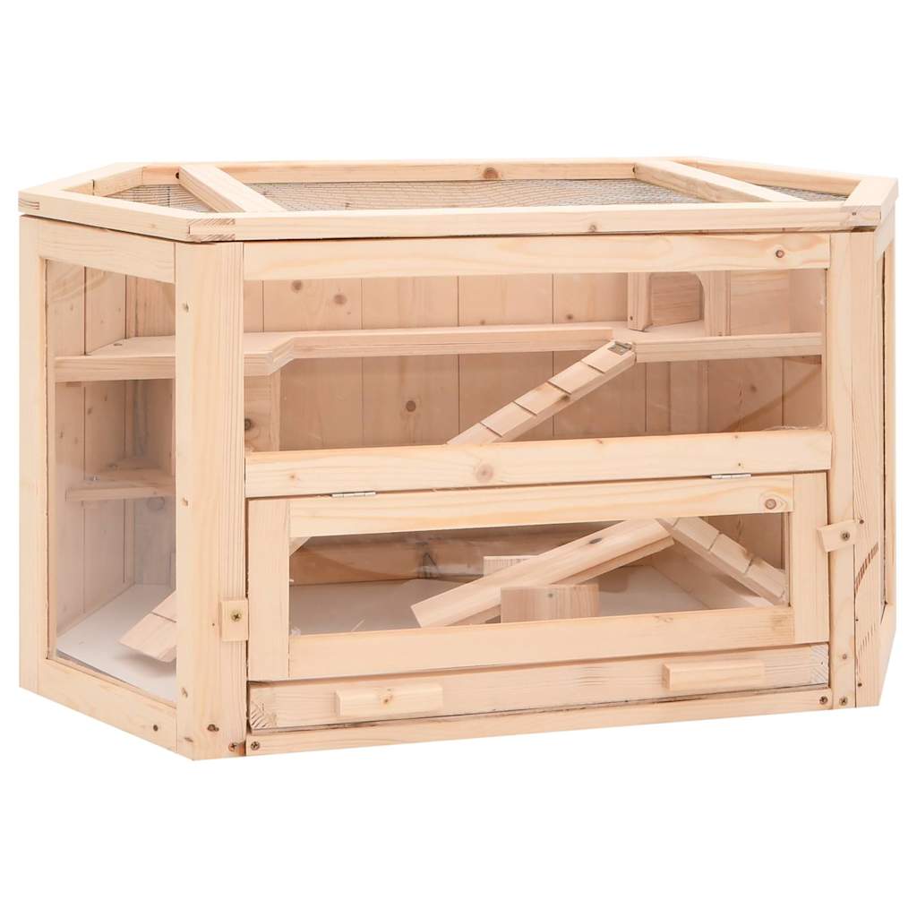 Tömör fenyőfa hörcsögketrec 80x40x43 cm