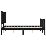 Fekete tömör fa ágykeret fejtámlával 200 x 200 cm 7