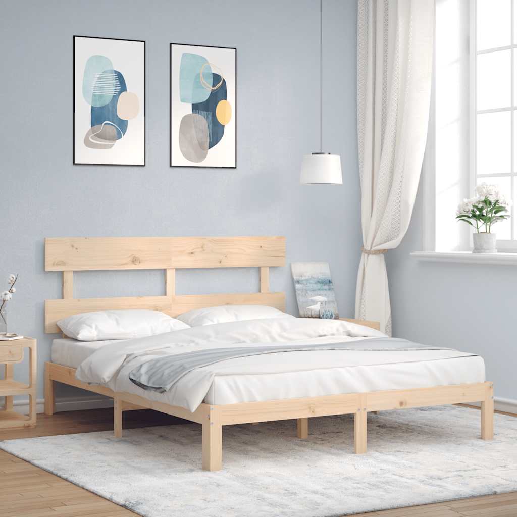 Tömör fa ágykeret fejtámlával King Size 4