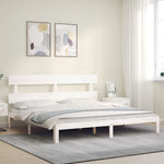 Fehér tömör fa ágykeret fejtámlával Super King Size 3