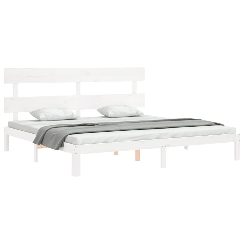 Fehér tömör fa ágykeret fejtámlával Super King Size 4