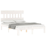 Fehér tömör fenyőfa ágy matrac nélkül 140 x 200 cm 4