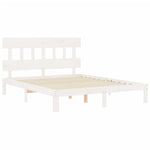 Fehér tömör fenyőfa ágy matrac nélkül 160 x 200 cm 5