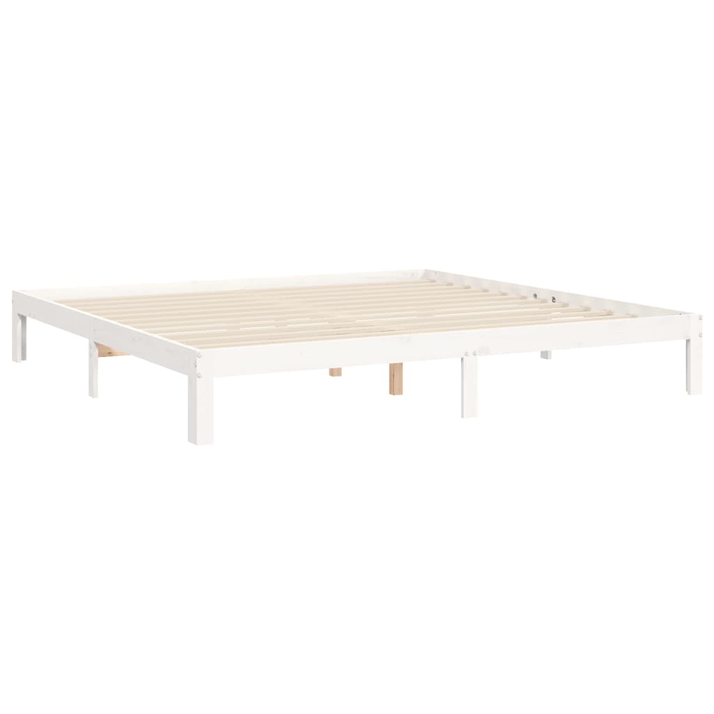 Fehér tömör fenyőfa ágy matrac nélkül 200 x 200 cm 9