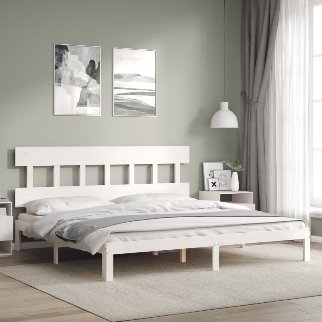 Fehér tömör fenyőfa ágy matrac nélkül 200 x 200 cm