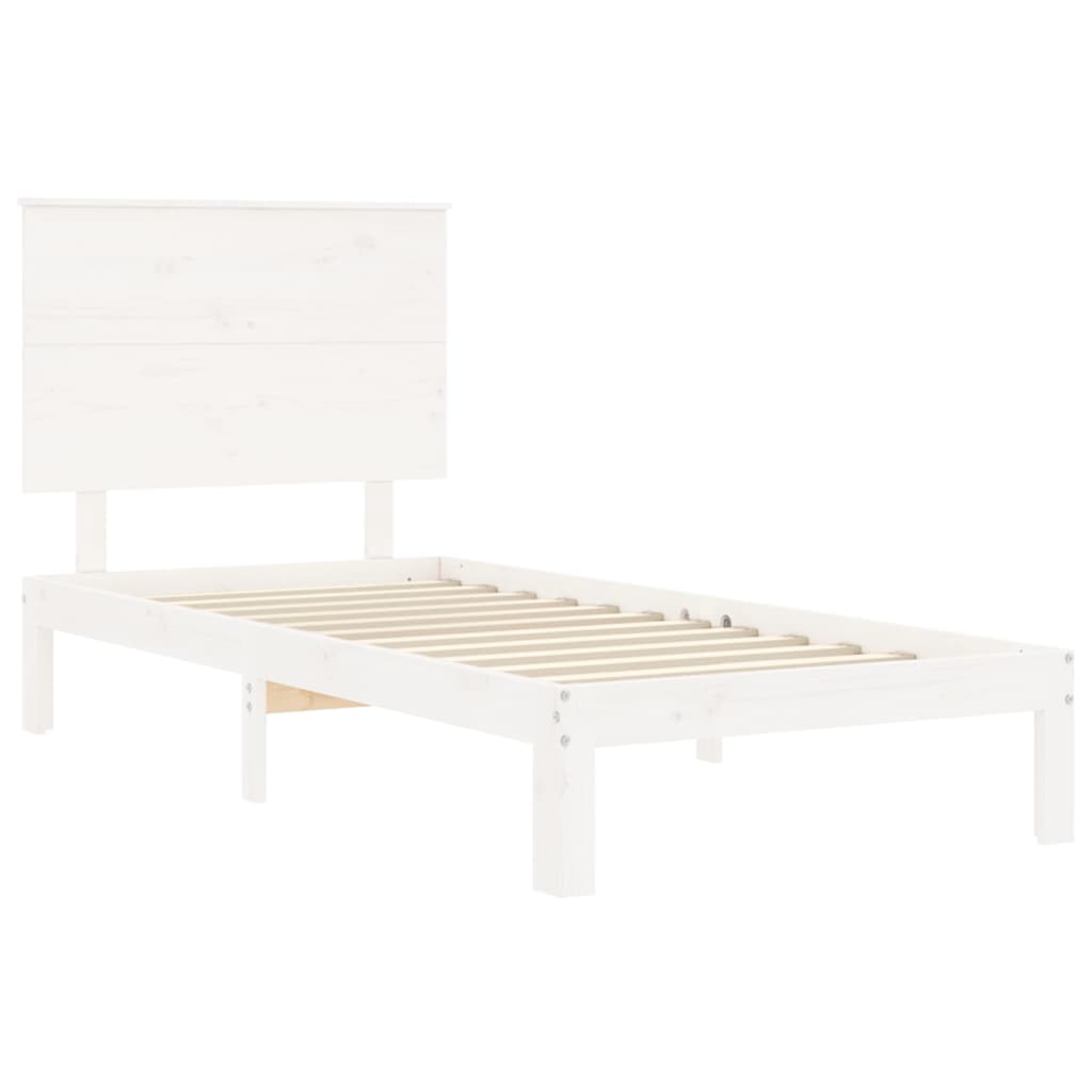 Fehér tömör fenyőfa ágy matrac nélkül 90 x 200 cm 5