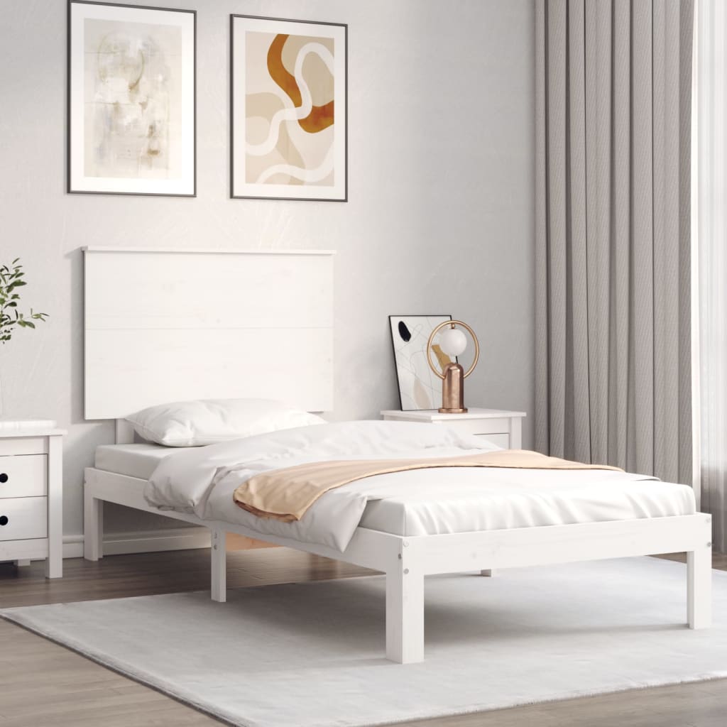 Fehér tömör fenyőfa ágy matrac nélkül 90 x 200 cm