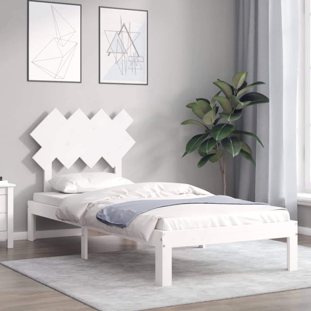 Fehér tömör fenyőfa ágy matrac nélkül 90 x 200 cm 4