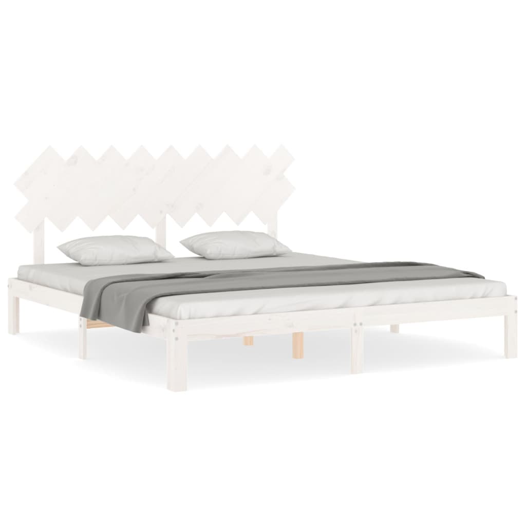 Fehér tömör fa ágykeret fejtámlával Super King Size 2
