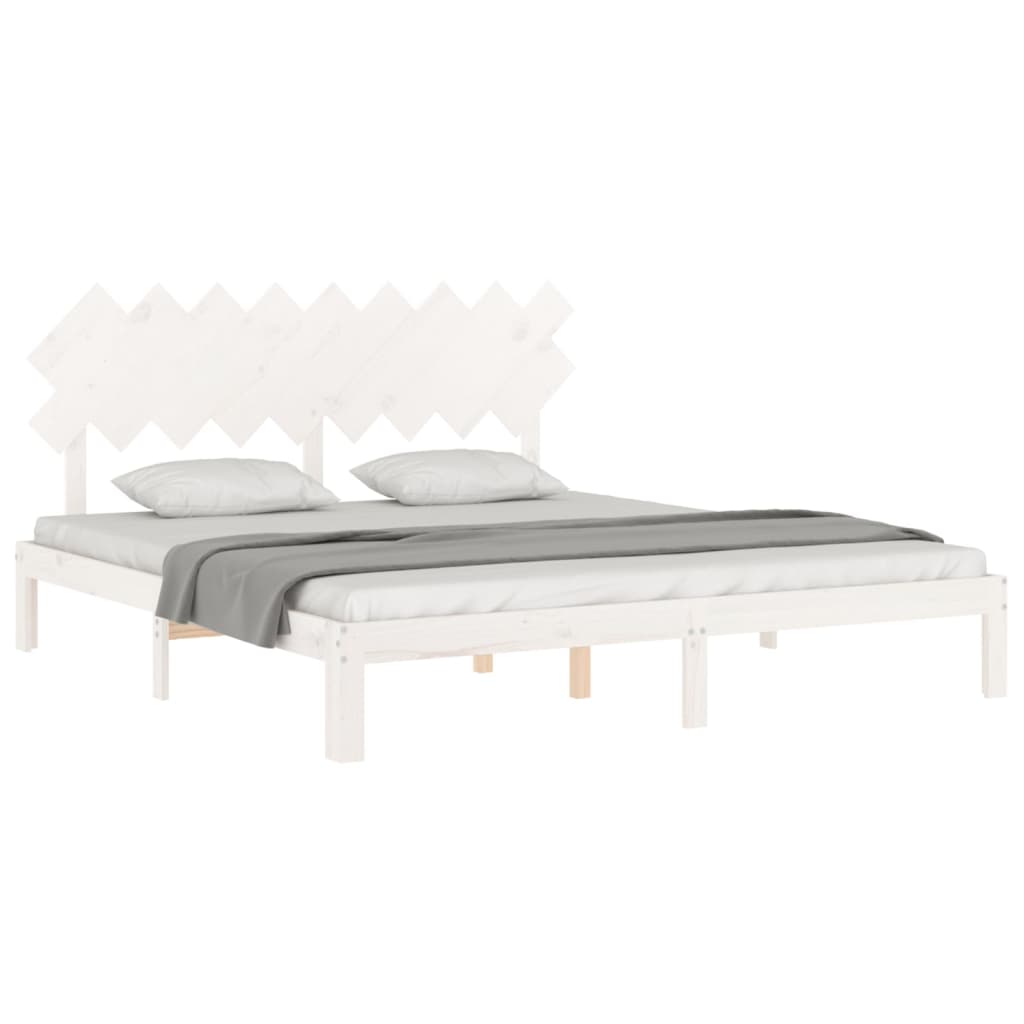 Fehér tömör fa ágykeret fejtámlával Super King Size 4