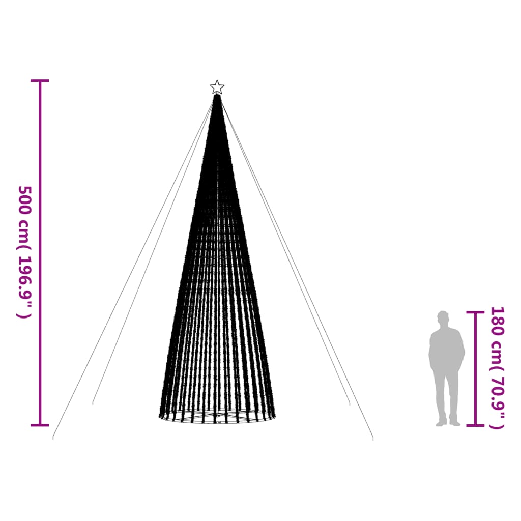 Hideg fehér LED karácsonyfa 1544 LED 500 cm 10