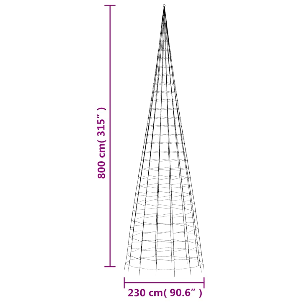 Színes LED karácsonyfa 3000 LED 800 cm 11