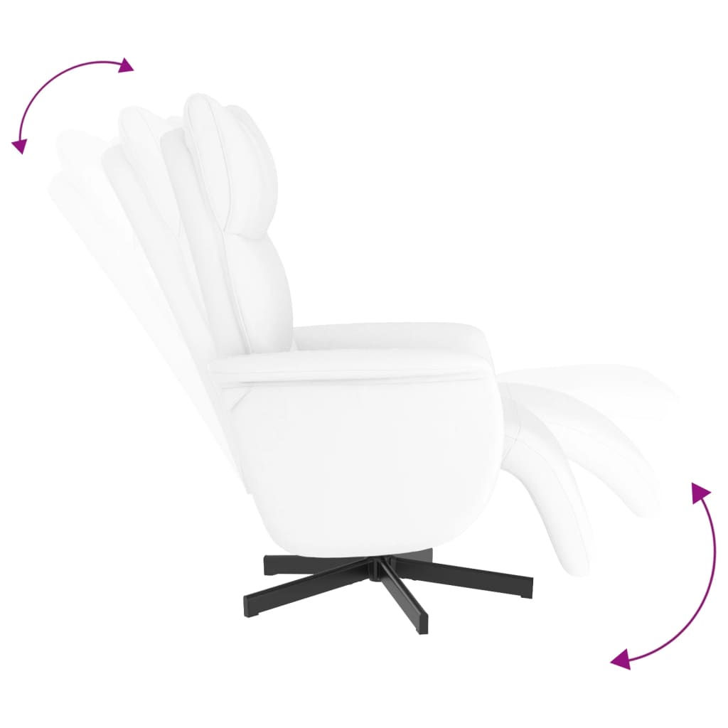 Fehér műbőr dönthető fotel lábtartóval 6