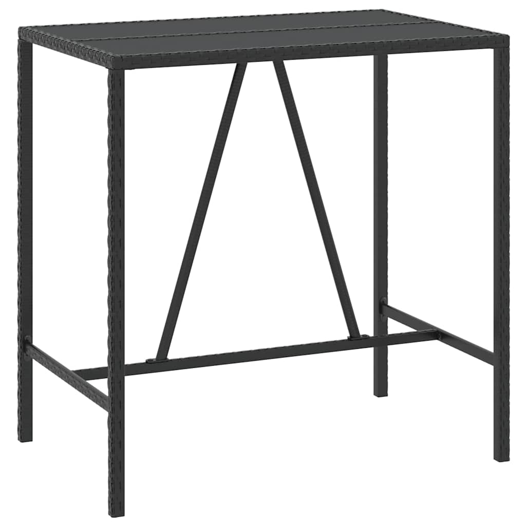 5 részes fekete polyrattan kerti bárszett párnával 4