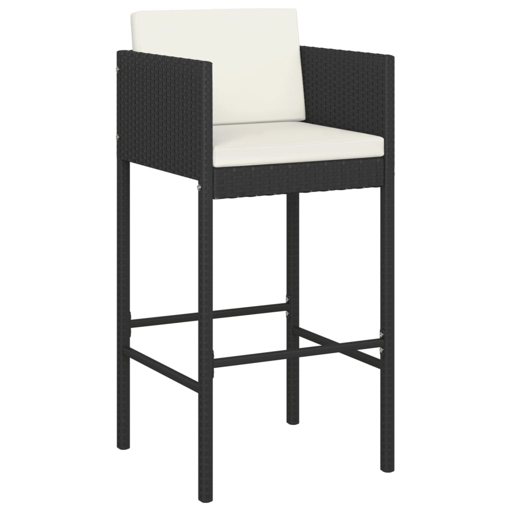 5 részes fekete polyrattan kerti bárszett párnával 3