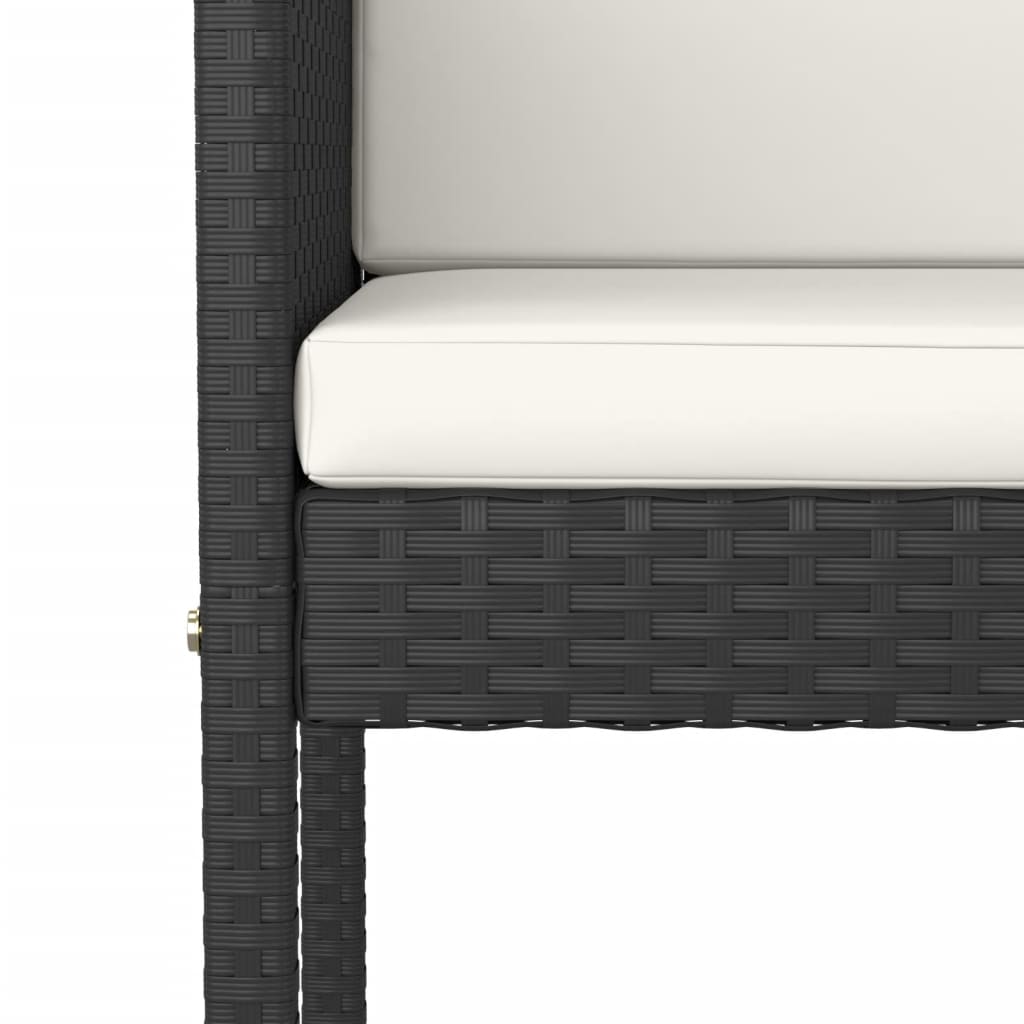 5 részes fekete polyrattan kerti bárszett párnával 5