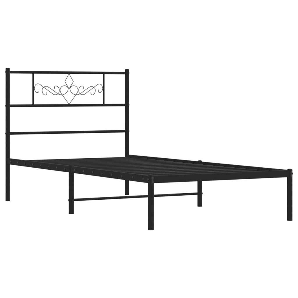 Fekete fém ágykeret fejtámlával 80 x 200 cm 3
