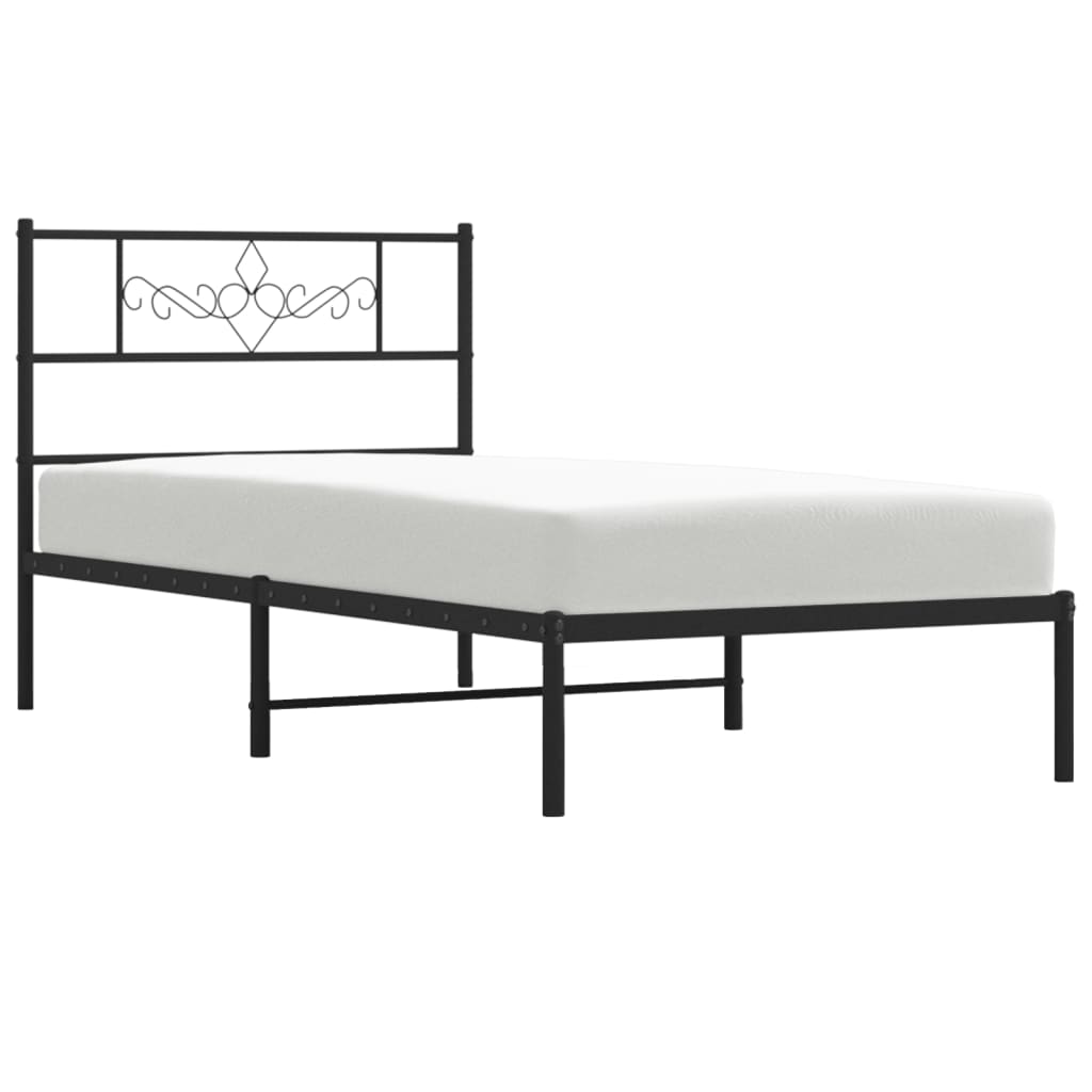Fekete fém ágykeret fejtámlával 80 x 200 cm 4