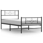 Fekete fém ágykeret fej- és lábtámlával 80 x 200 cm 2
