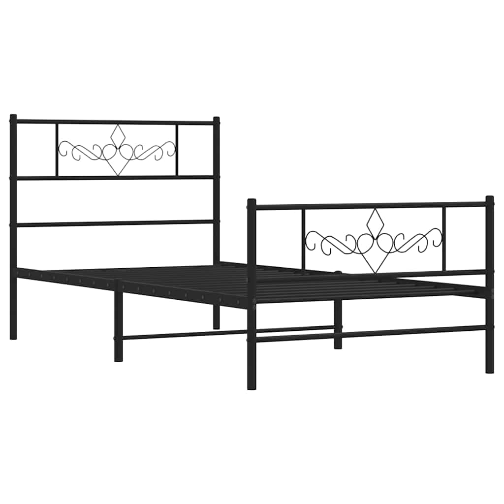 Fekete fém ágykeret fej- és lábtámlával 80 x 200 cm 3