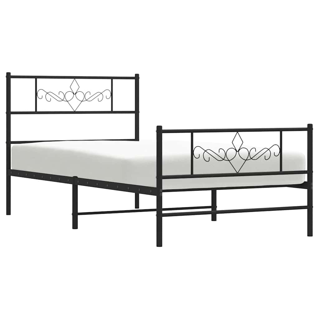 Fekete fém ágykeret fej- és lábtámlával 80 x 200 cm 4