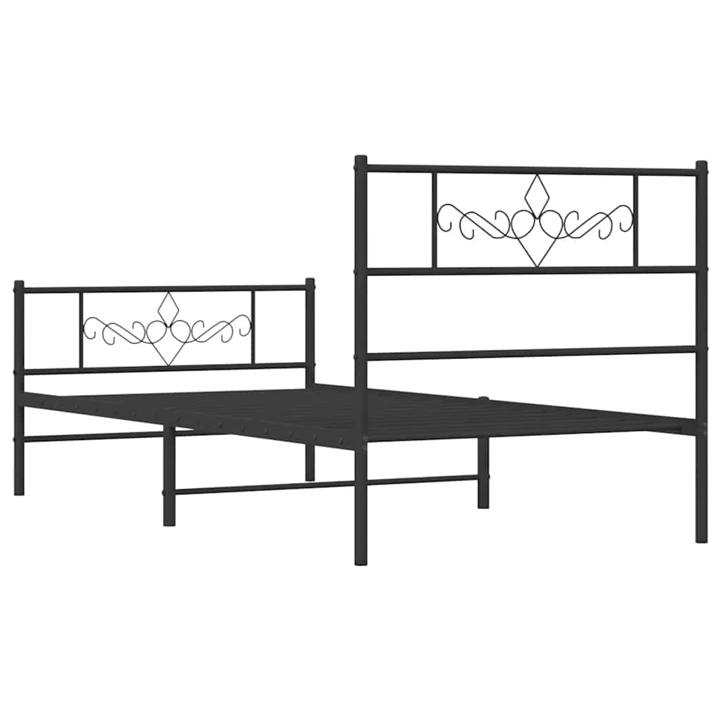 Fekete fém ágykeret fej- és lábtámlával 80 x 200 cm 7