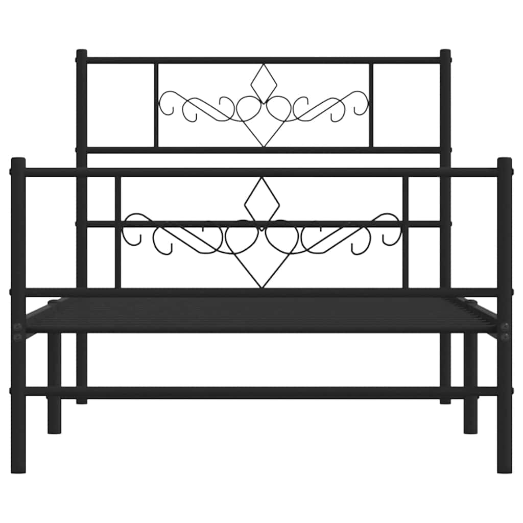 Fekete fém ágykeret fej- és lábtámlával 107 x 203 cm 5