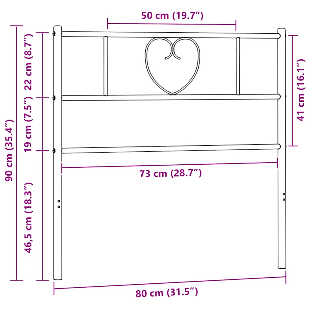 Fekete fém csere fejtámla 75 cm 7