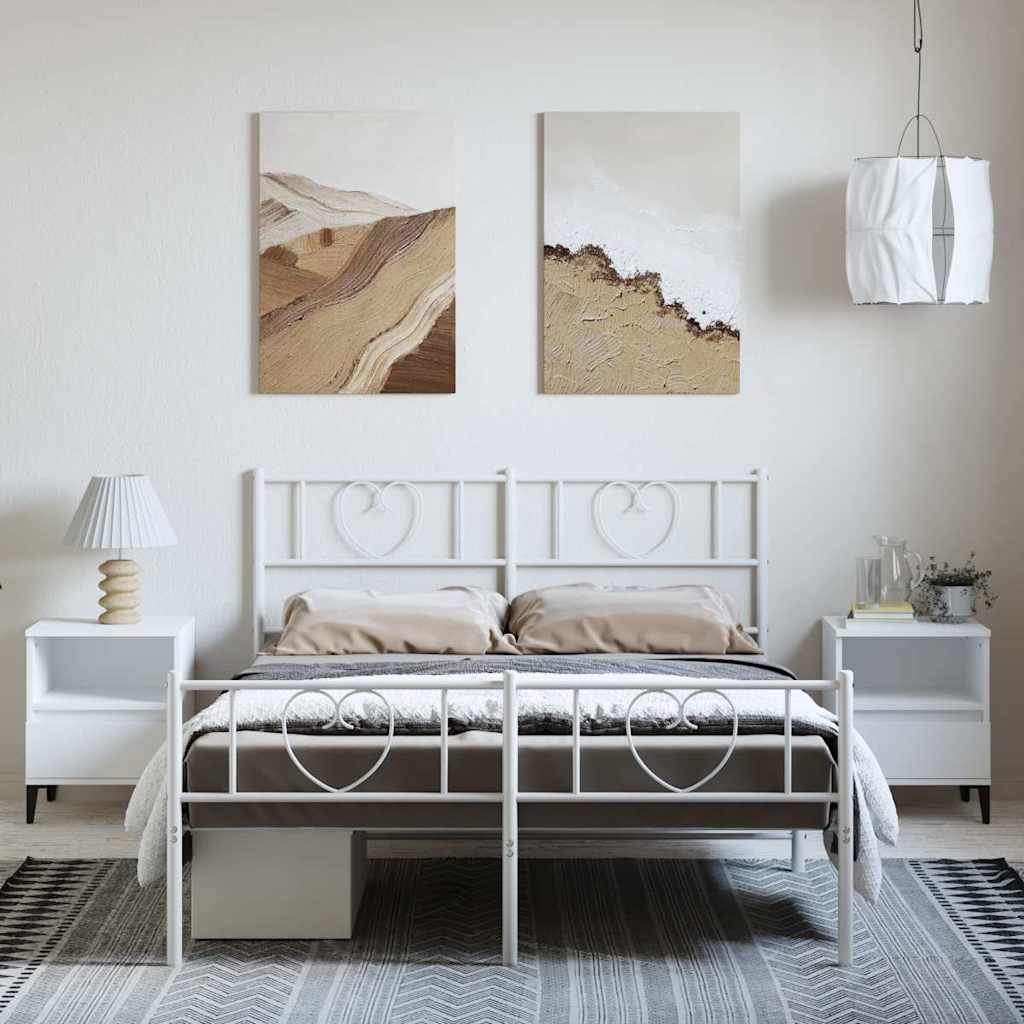 Fehér fém ágykeret fej- és lábtámlával 150x200 cm 4