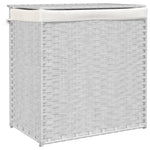 Fehér polyrattan szennyeskosár 2 rekesszel 53x33x57 cm 2
