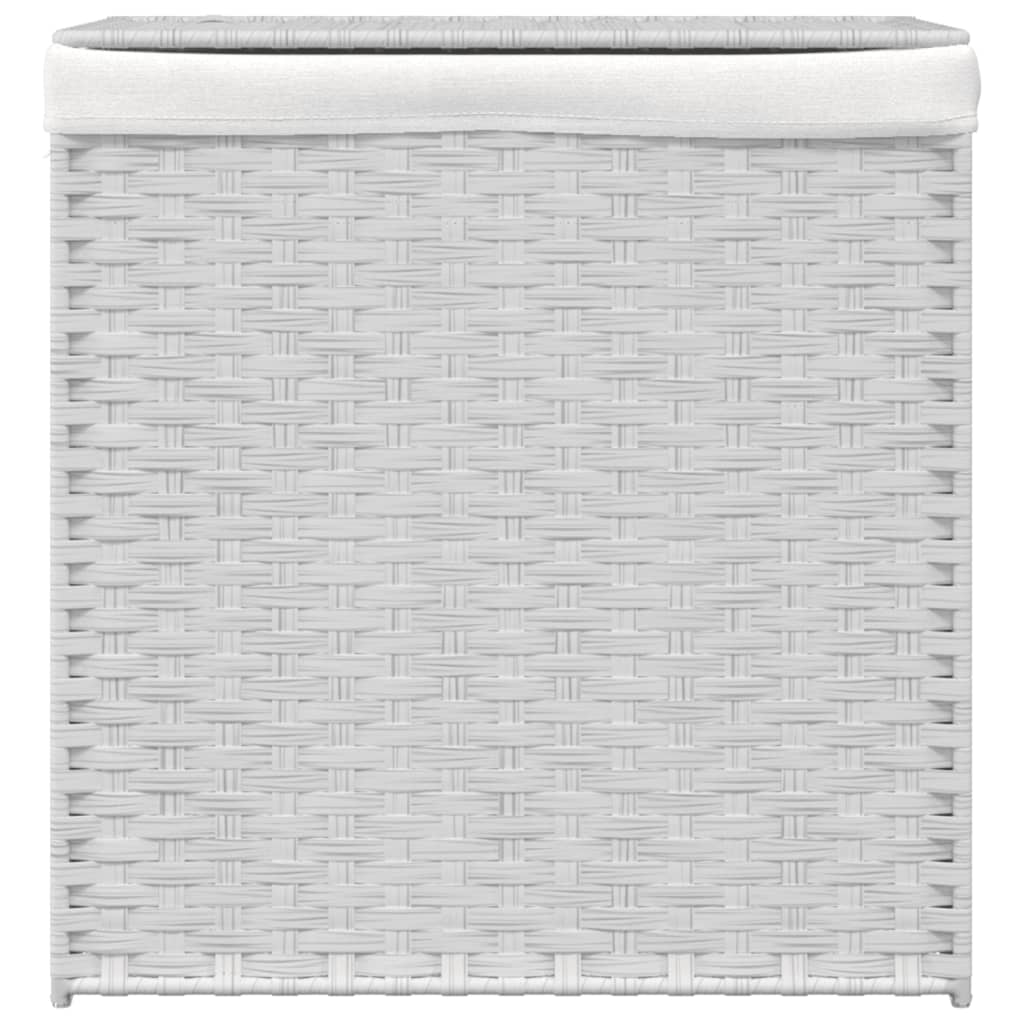 Fehér polyrattan szennyeskosár 2 rekesszel 53x33x57 cm 3