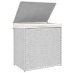 Fehér polyrattan szennyeskosár 2 rekesszel 53x33x57 cm 4