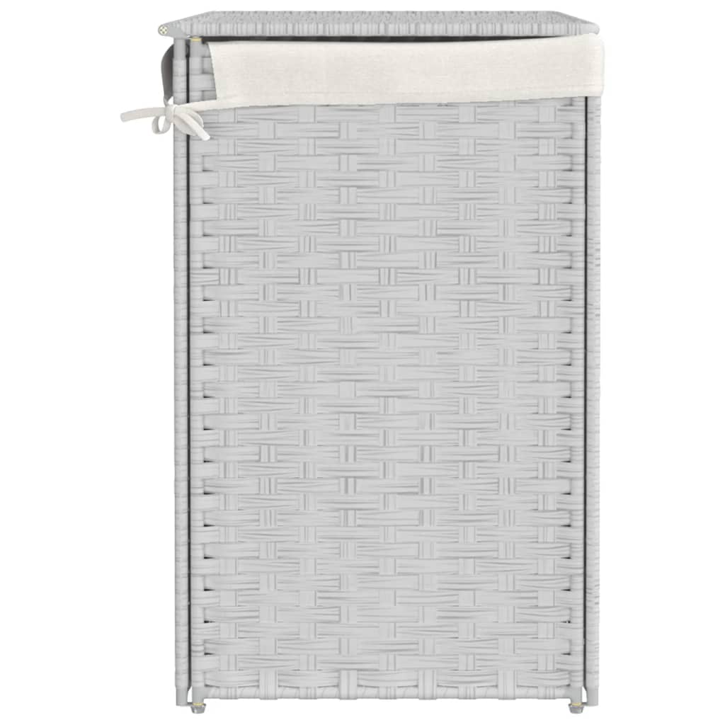 Fehér polyrattan szennyeskosár 2 rekesszel 53x33x57 cm 5