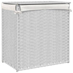 Fehér polyrattan szennyeskosár 2 rekesszel 53x33x57 cm 6