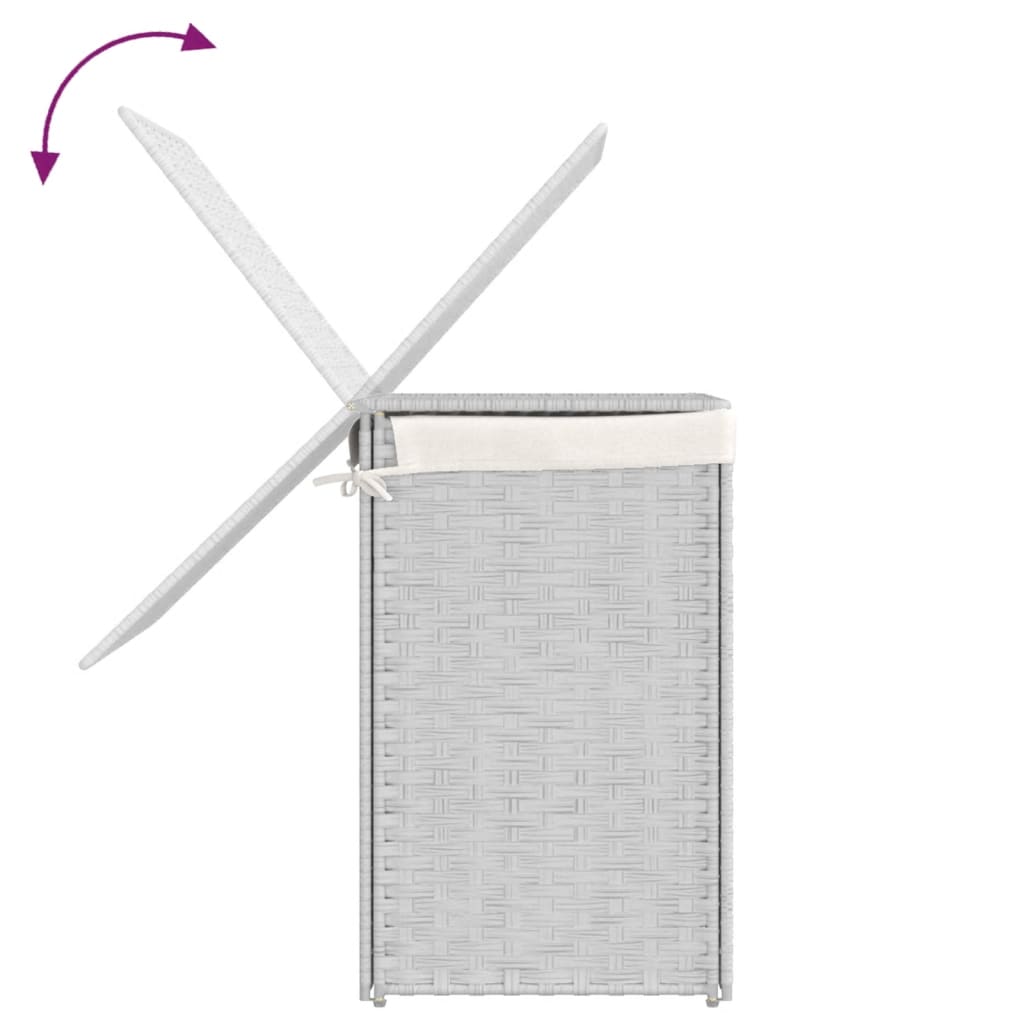 Fehér polyrattan szennyeskosár 2 rekesszel 53x33x57 cm 7