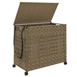 Rattan szennyeskosár kerekekkel 66x35x60 cm 4