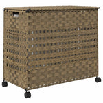 Rattan szennyeskosár kerekekkel 66x35x60 cm 6