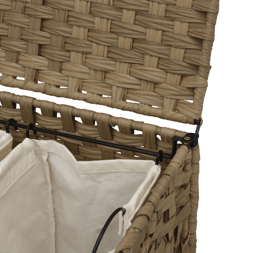 Rattan szennyeskosár kerekekkel 66x35x60 cm 8