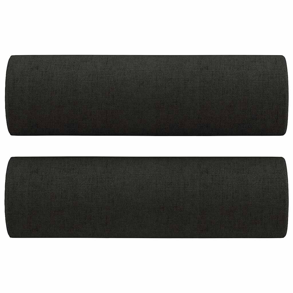 3 személyes fekete szövet kanapé díszpárnákkal 180 cm 5