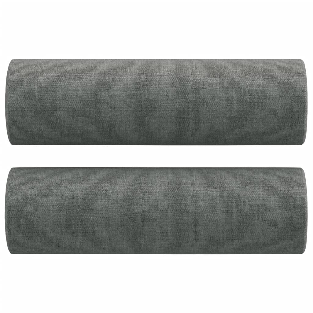 2 személyes sötétszürke szövet kanapé díszpárnákkal 140 cm 5