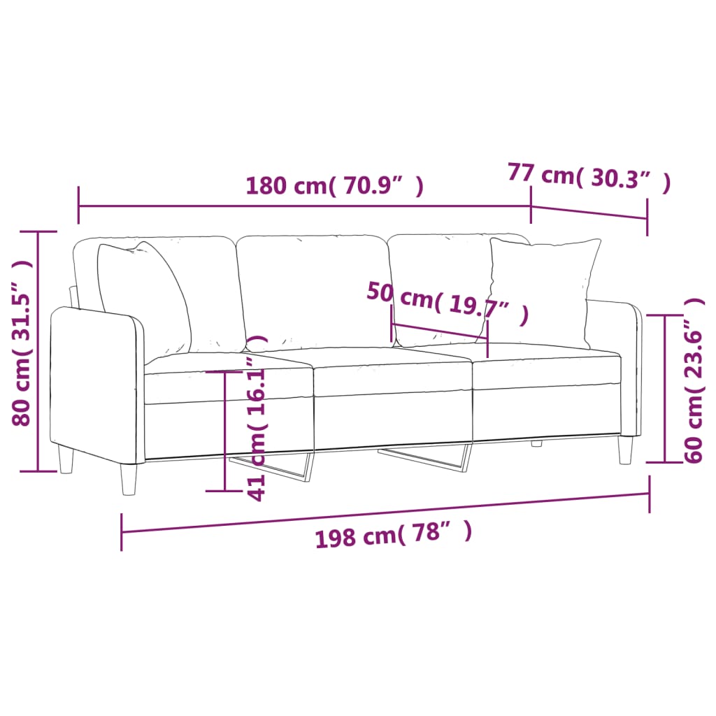 3 személyes világossárga szövet kanapé díszpárnákkal 180 cm 8