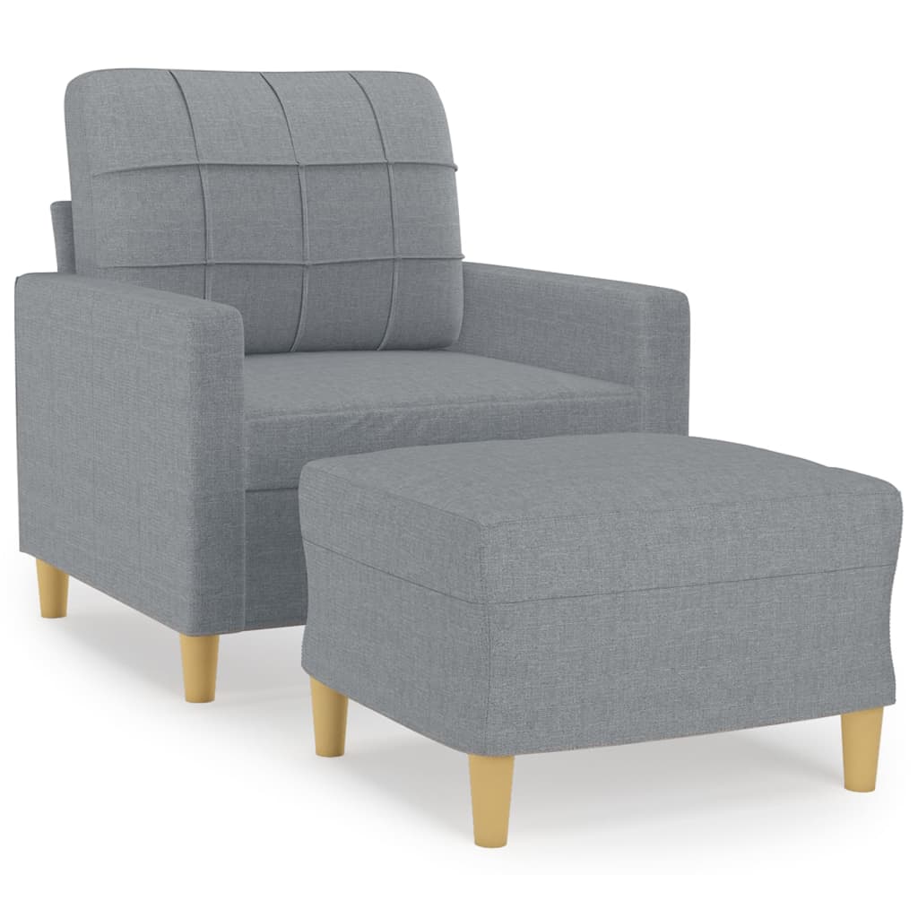 Világosszürke szövet kanapéfotel lábtartóval 60 cm 2