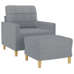 Világosszürke szövet kanapéfotel lábtartóval 60 cm 3
