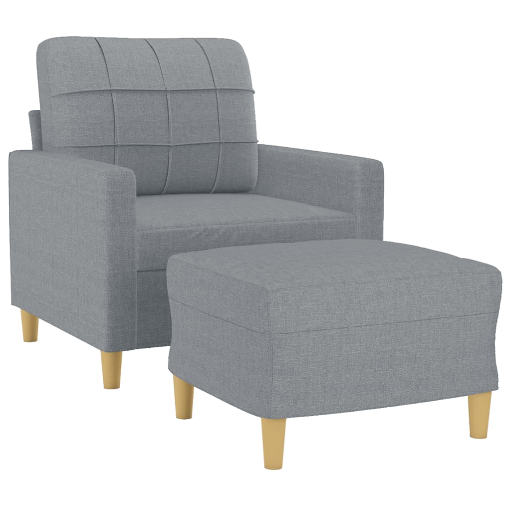 Világosszürke szövet kanapéfotel lábtartóval 60 cm 3