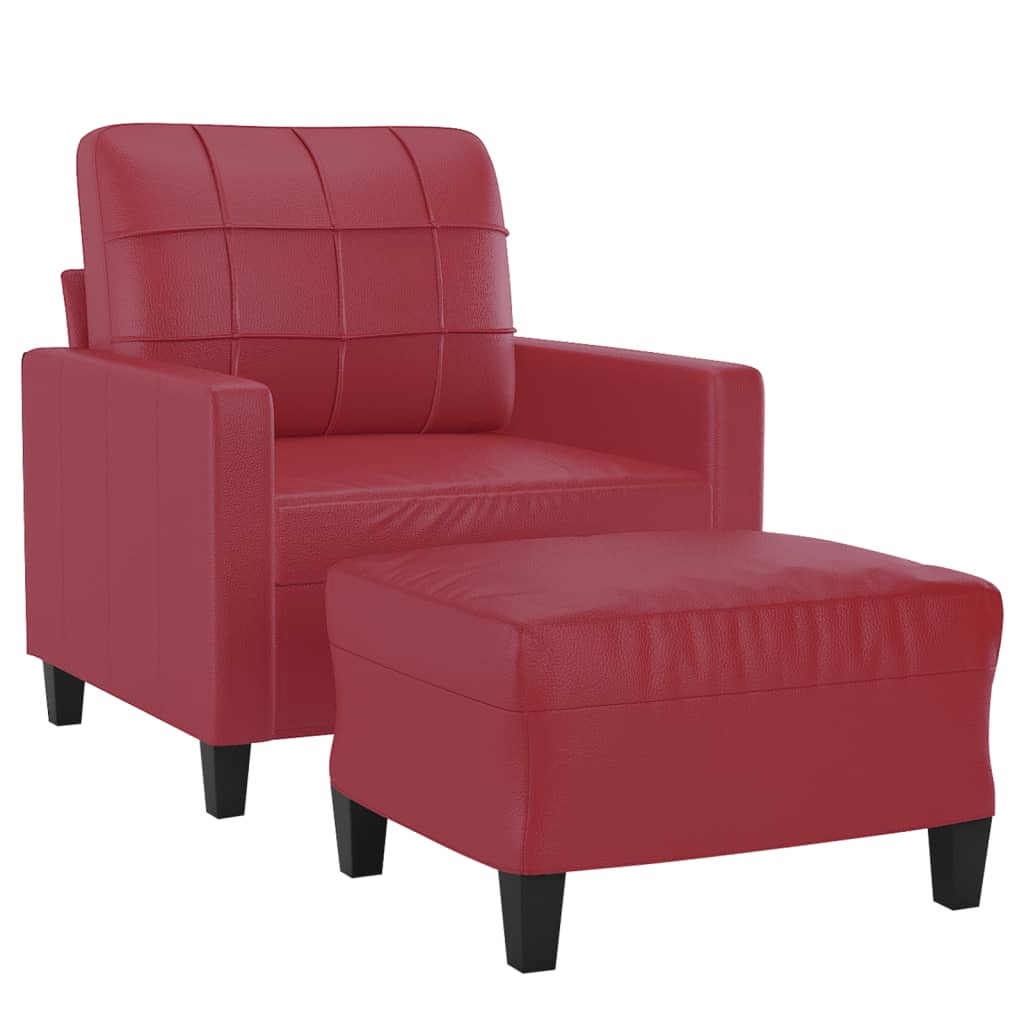Bordó műbőr kanapéfotel lábtartóval 60 cm 3